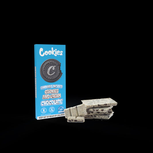COOKIES 300MG CANNABIS INFUSED COOKIES AND CREAM CHOCOLATE BAR